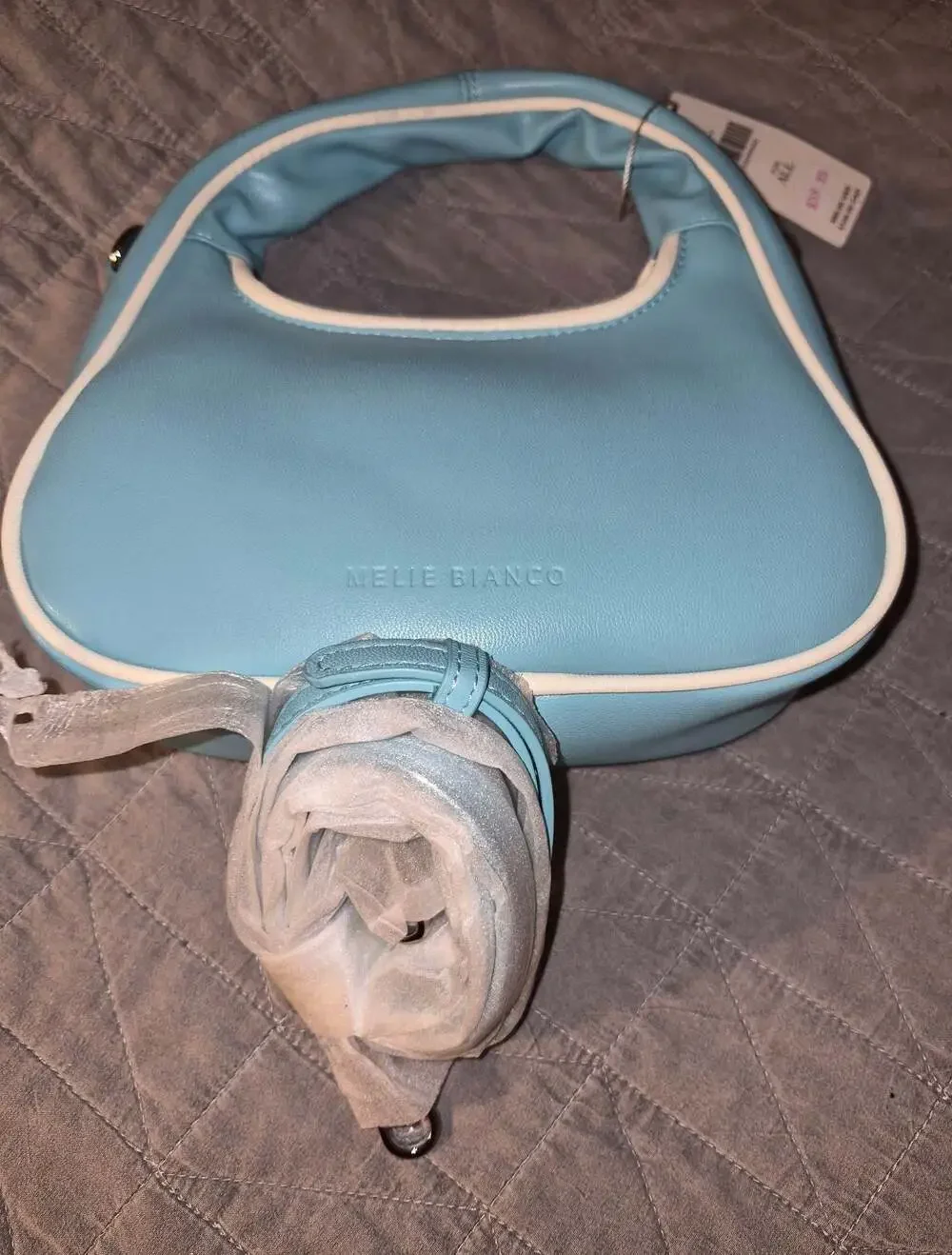 Melie Bianco Two-Tone Blue and White Shoulder Hobo Bag